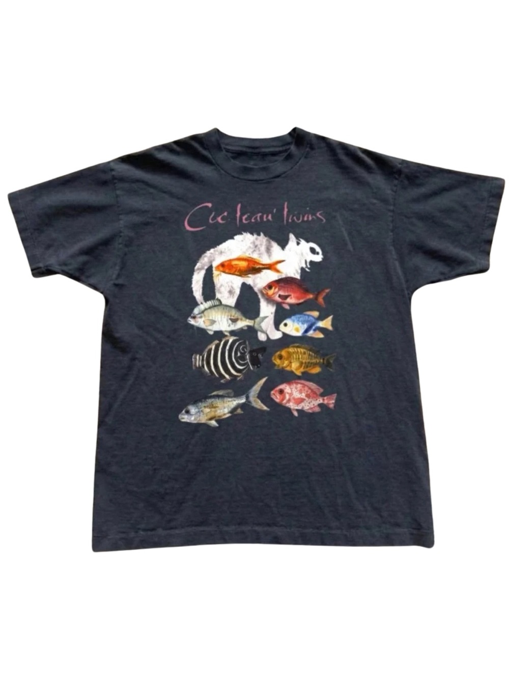 Gildan Black Cat And Fish Graphic Tee